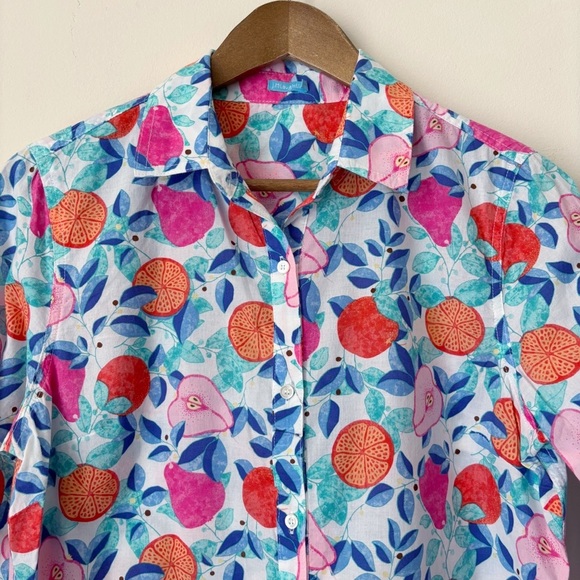 J. McLaughlin Lois Button Down Shirt Medium Fruit Print - Picture 3 of 9